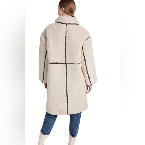 Something Navy Reversible Faux Shearling Coat Sz L Gray - Picture 5 of 15